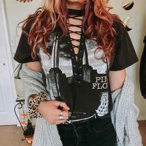 Vintage Pink Floyd Lace Up Band Tee - Black